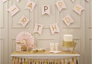 Ginger Ray Rose Gold Happy Birthday Banner Guirlande Happy Birthday En Papier Rose Pastel