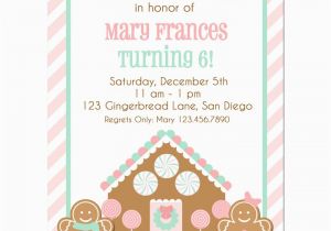Gingerbread Birthday Party Invitations Christmas Gingerbread House Decorating Birthday Party