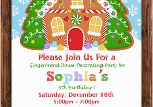 Gingerbread House Birthday Invitations Gingerbread Birthday Invitation Gingerbread House Decorating