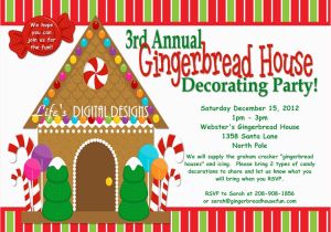 Gingerbread House Birthday Invitations Gingerbread House Decorating Party Invitations Red and Green