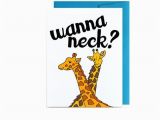 Giraffe Birthday Card Sayings Funny Giraffe Anniversary Card Wanna Neck Blue by