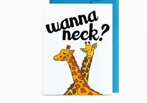 Giraffe Birthday Card Sayings Funny Giraffe Anniversary Card Wanna Neck Blue by