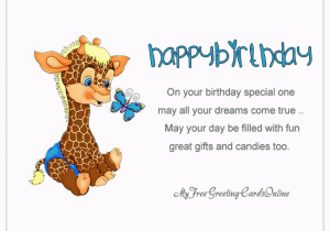 Giraffe Birthday Card Sayings Happy Birthday On Your Birthday Special One May All Your