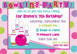 Girl Bowling Birthday Party Invitations Bowling Birthday Party Invitation Girl by Anchorbluedesign