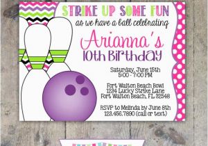 Girl Bowling Birthday Party Invitations Bowling Invitation 5×7 Girl Birthday Party Printable