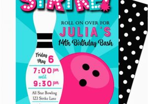 Girl Bowling Birthday Party Invitations Bowling Invitation Printable or Printed with Free Shipping