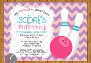 Girl Bowling Birthday Party Invitations Bowling Party Birthday Invitation Girls Girly Bowling