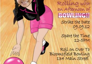 Girl Bowling Birthday Party Invitations Girl 39 S Bowling Birthday Invitation Personalized with