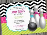 Girl Bowling Birthday Party Invitations Girly Girl Bowling Birthday Party Invitation Bright and