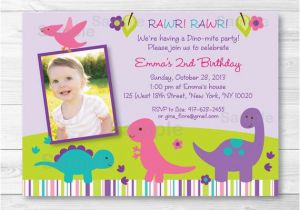 Girl Dinosaur Birthday Invitations Cute Girl Dinosaur Birthday Invitation Dinosaur Birthday