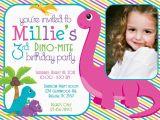 Girl Dinosaur Birthday Invitations Dino Mite Dinosaur Birthday Party 5×7 Photo Invitation Girl