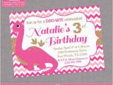 Girl Dinosaur Birthday Invitations Dinosaur Birthday Invitation Pink Gold Chevron Girl First