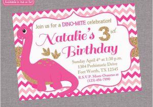 Girl Dinosaur Birthday Invitations Dinosaur Birthday Invitation Pink Gold Chevron Girl First