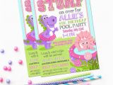 Girl Dinosaur Birthday Invitations Dinosaur Pool Party Invitation Printable Dino Birthday