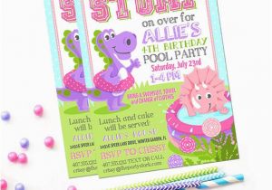 Girl Dinosaur Birthday Invitations Dinosaur Pool Party Invitation Printable Dino Birthday