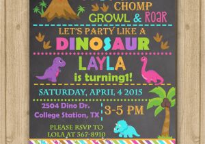Girl Dinosaur Birthday Invitations Girl Dinosaur Invitation Girl Dinosaur Birthday Invitation