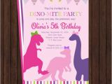 Girl Dinosaur Birthday Invitations Girls Dinosaur Birthday Invitation Party Invites Pink