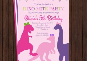 Girl Dinosaur Birthday Invitations Girls Dinosaur Birthday Invitation Party Invites Pink