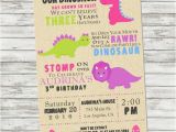 Girl Dinosaur Birthday Invitations Girls Dinosaur Birthday Invitation Pink by Picklesandposies