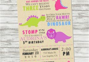 Girl Dinosaur Birthday Invitations Girls Dinosaur Birthday Invitation Pink by Picklesandposies