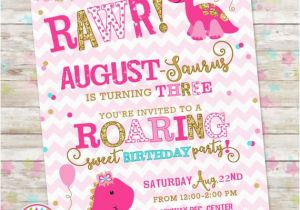 Girl Dinosaur Birthday Invitations Girly Dinosaur Invite Girl Dinosaur Birthday Pink and