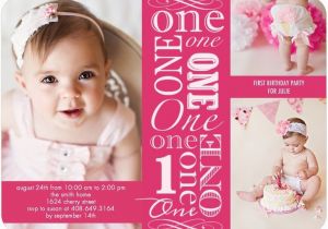 Girl First Birthday Invitations Photo Girl First Birthday Photo Invites Pink Tiny Prints