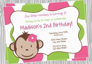 Girl Monkey Birthday Invitations Diy Girl Mod Monkey Birthday Party Invitation 2
