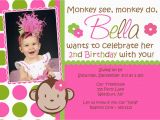Girl Monkey Birthday Invitations Girl Monkey Birthday Invitations Best Party Ideas