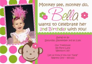 Girl Monkey Birthday Invitations Girl Monkey Birthday Invitations Best Party Ideas