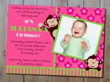 Girl Monkey Birthday Invitations Mod Monkey Birthday Invitation Girls Pink and Green or Twins