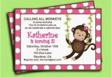 Girl Monkey Birthday Invitations Monkey Girl Invitation Printable or Printed with Free