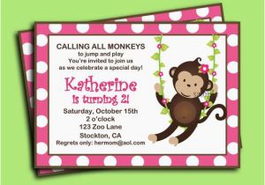 Girl Monkey Birthday Invitations Monkey Girl Invitation Printable or Printed with Free