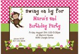 Girl Monkey Birthday Invitations Monkey Girl Printable Invitation 2