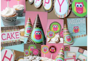 Girl Owl Birthday Party Decorations Owl Girl Deluxe Party Package Dimple Prints Shop