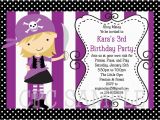 Girl Pirate Birthday Invitations Girl Pirate Birthday Invitation Printable or Printed