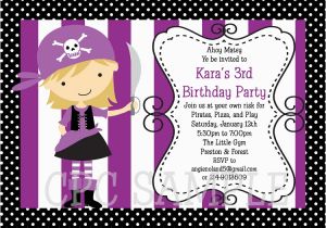 Girl Pirate Birthday Invitations Girl Pirate Birthday Invitation Printable or Printed