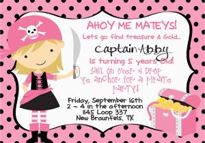 Girl Pirate Birthday Invitations Girl Pirate Birthday Invitations Best Party Ideas