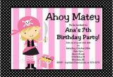 Girl Pirate Birthday Invitations Items Similar to Pirate Birthday Invitation Girl Pink