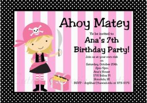 Girl Pirate Birthday Invitations Items Similar to Pirate Birthday Invitation Girl Pink