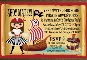 Girl Pirate Birthday Invitations Pirate Girl Birthday Invitation Di 247 Harrison