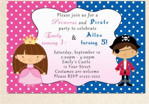 Girl Pirate Birthday Invitations Princess Birthday Invitation Pirate Girl Boy Siblings Twins