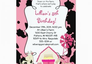 Girly Birthday Invitation Templates Girly Farm themed Birthday Party Invitation Zazzle Com