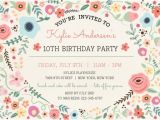 Girly Birthday Invitation Templates Girly Floral Frame Birthdday Invitation Kids Birthday