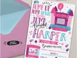 Girly Birthday Invitations Free Printable Girls Pink Purple Bounce House Birthday Invitation Girly