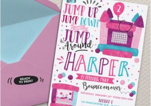 Girly Birthday Invitations Free Printable Girls Pink Purple Bounce House Birthday Invitation Girly