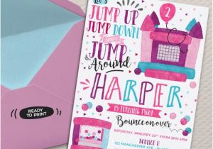 Girly Birthday Invitations Free Printable Girls Pink Purple Bounce House Birthday Invitation Girly