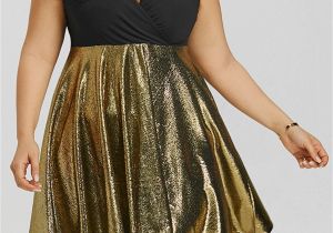 Glitter Birthday Dresses Dresses Black 5xl Plus Size Surplice Glitter Party Dress
