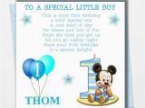 Goddaughter First Birthday Card Personalised Mickey Mouse Boy son Grandson Godson Babies