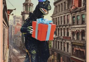 Godzilla Birthday Card Birthday Card B Movie Poster Birthday Cards Vintage