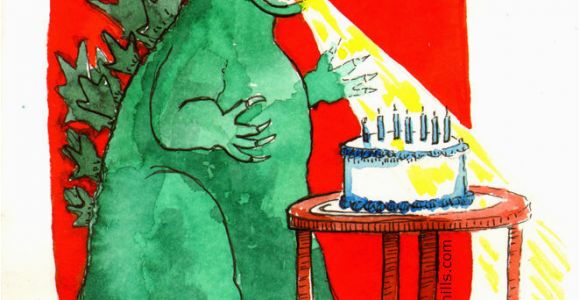 Godzilla Birthday Card Birthday Godzilla S Jane Mills